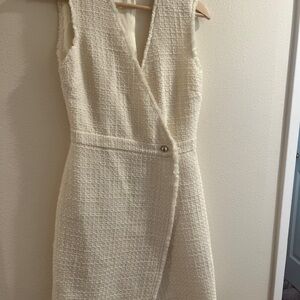 H&M Cream Sheath Mini Dress V-Neck Sleeveless